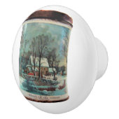 Winter Scene Sugar Tin Keramische Knop (Rechts)
