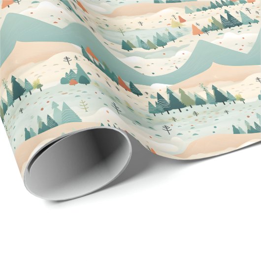 Winter Scene Trees Mountains Snow Cadeaupapier (Rol Hoek)