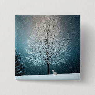 Winter Scene Vierkante Button 5,1 Cm