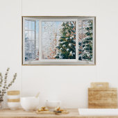 Winter Scene White Bay Window Illusion Poster (Keuken)