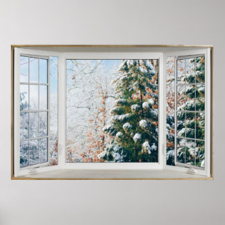 Winter Scene White Bay Window Illusion Poster