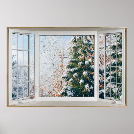 Winter Scene White Bay Window Illusion Poster (Voorkant)