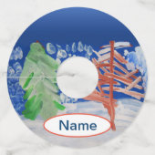 Winter Scene Wijnglaslabel (Voorkant)