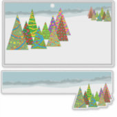 Winter scene with xmas trees sticker (Voorkant)