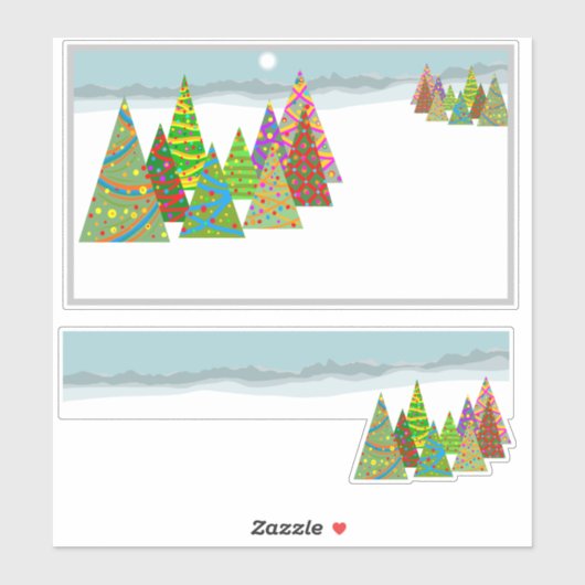 Winter scene with xmas trees sticker (Vel)