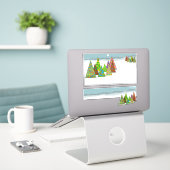 Winter scene with xmas trees sticker (Laptop op bureau)