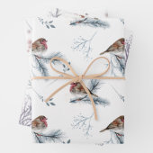 Winter Scenes Birds Trees Branches Snow Kerstmis Inpakpapier Vel (In situ)