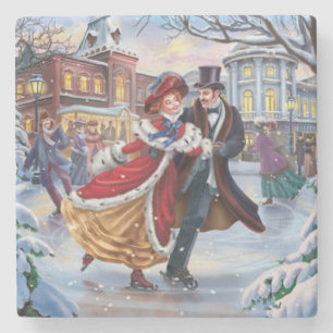  Winter Schaats Fine Art Stenen Onderzetter