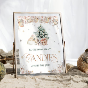 Winter Schattige Polar Beer Raad hoeveel Snoepjes Poster