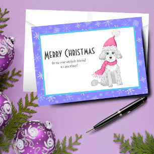 Winter Schattige Poodle Vrolijk Kerstmis Vriendsch Feestdagen Kaart