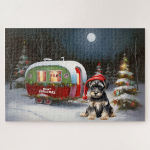 Winter Schnauzer Caravaan Kerstavontuur Legpuzzel