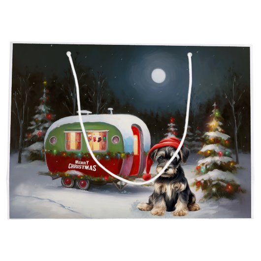 Winter Schnauzer Caravan Kerstavontuur Groot Cadeauzakje (Achterkant)