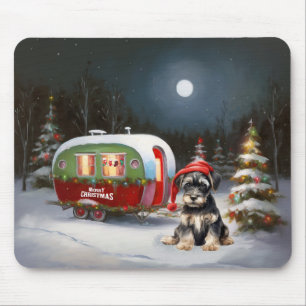 Winter Schnauzer Caravan Kerstavontuur Muismat
