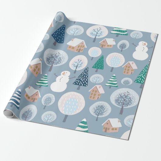 Winter seamless pattern with abstract flat handdra cadeaupapier (Uitgerold)