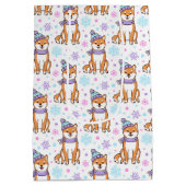 Winter Shiba Inu-kerstcadeaupapier Medium Cadeauzakje (Achterkant)