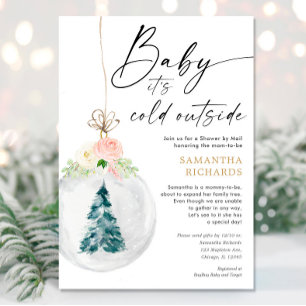Winter Shower by Mail roze gouden meisje baby show Kaart