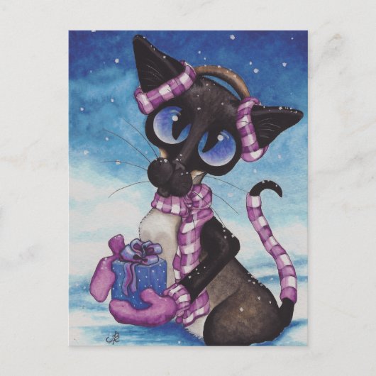 Winter Siamese Briefkaart (Voorkant)