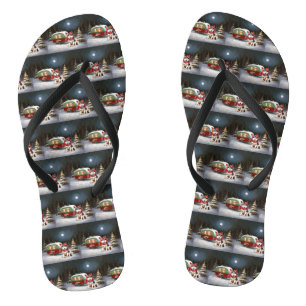 Winter Siberische Husky Caravaan Kerstavontuur Teenslippers