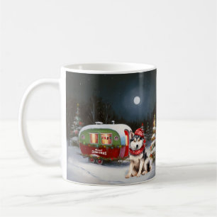 Winter Siberische Husky Karavaan Kerstmis Avontuur Koffiemok