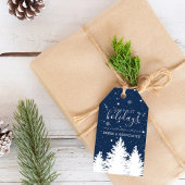 Winter Silhouette Trees Holiday Personalized Blue Cadeaulabel