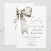 Winter Silver Bow stropdas Baby shower Sneeuwvlokk Kaart (Voorkant / Achterkant)