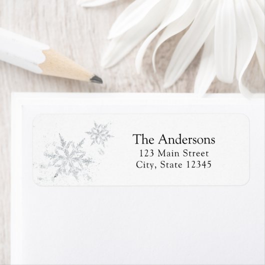 Winter Silver Snowflake Return Address Label (Insitu)