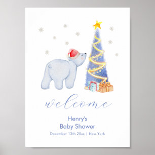 Winter Sinterklaas Ijsbeer Baby Shower Welkom Poster