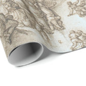 WINTER SKATERS Vintage Kerst Wrapping Papier (Rol Hoek)