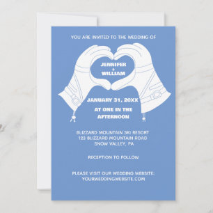 Winter Ski handschoenen in Heart Shape Wedding Kaart