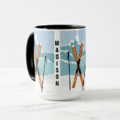 Winter Ski nom personnalisé tasses (Devant gauche)