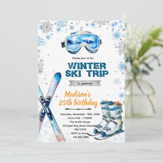 Winter ski party theme invitation (Debout devant)