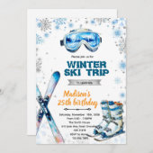 Winter ski party theme invitation (Devant / Derrière)