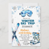 Winter ski party theme invitation kaart (Voorkant)