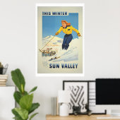  winter Ski sun valley idaho Travel Poster (Thuiskantoor)
