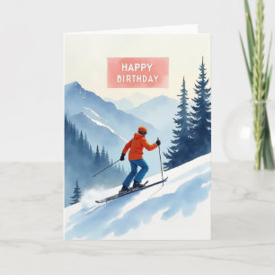 Winter Ski Verjaardagskaart Kaart