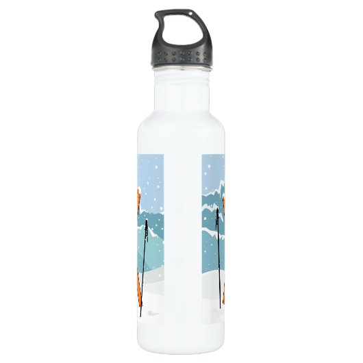 Winter Skiën aangepaste naam waterflessen Waterfles (Achterkant)
