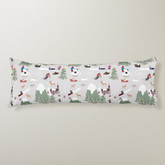 Winter Skiën Mountain Skigebieden Landschap Lichaamskussen (Voorkant)