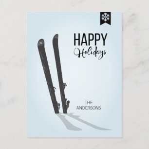 Winter Skiing Prettige feestdagen kerstBriefkaart