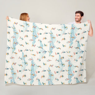 Winter Skiing Snow Mountains Pattern Sports Fleece Deken