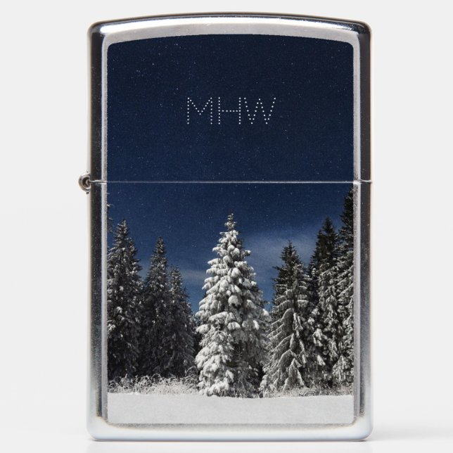 Winter Sky aangepaste monogram aansteker (Voorkant)