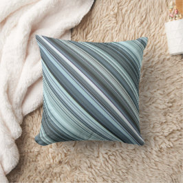 Winter Sky Aqua Blue Stripe en Plaid Kussen