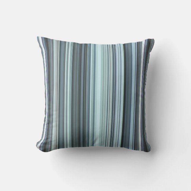 Winter Sky Aqua Blue Stripe Kussen (Voorkant)