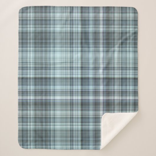 Winter Sky Blue Plaid Sherpa Deken (Voorkant)