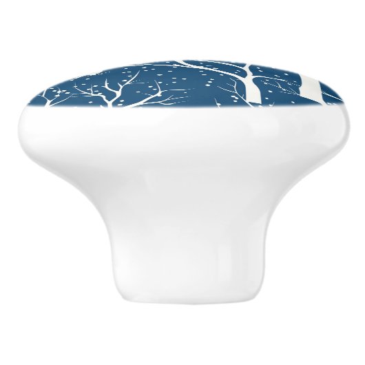 Winter Sky Witte Vogels Sneeuwvlokken Keramische Knop (Zijkant)