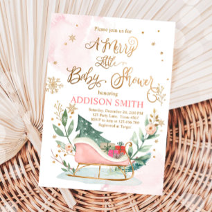 Winter Slaaigh kerst Merry Little Baby shower Kaart