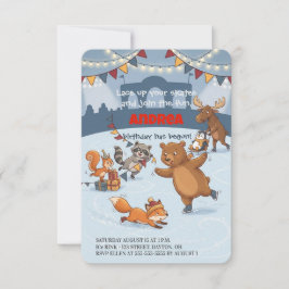 Winter Slapstick Ice Skating Birthday Invitation Kaart