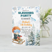Winter Sledding party theme invitation (Debout devant)