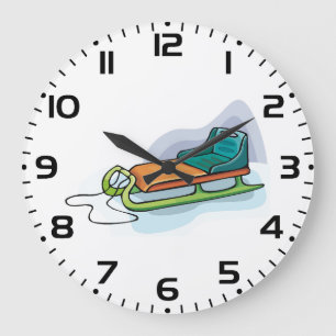 Winter sleeplezier sneeuwslee grote klok