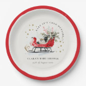 Winter Sleigh Its Cold Outside Neutral Baby Shower Papieren Bordje (Voorkant)