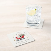 Winter Sleigh Its Cold Outside Neutral Baby Shower Vierkante Kartonnen Onderzetter (Insitu)